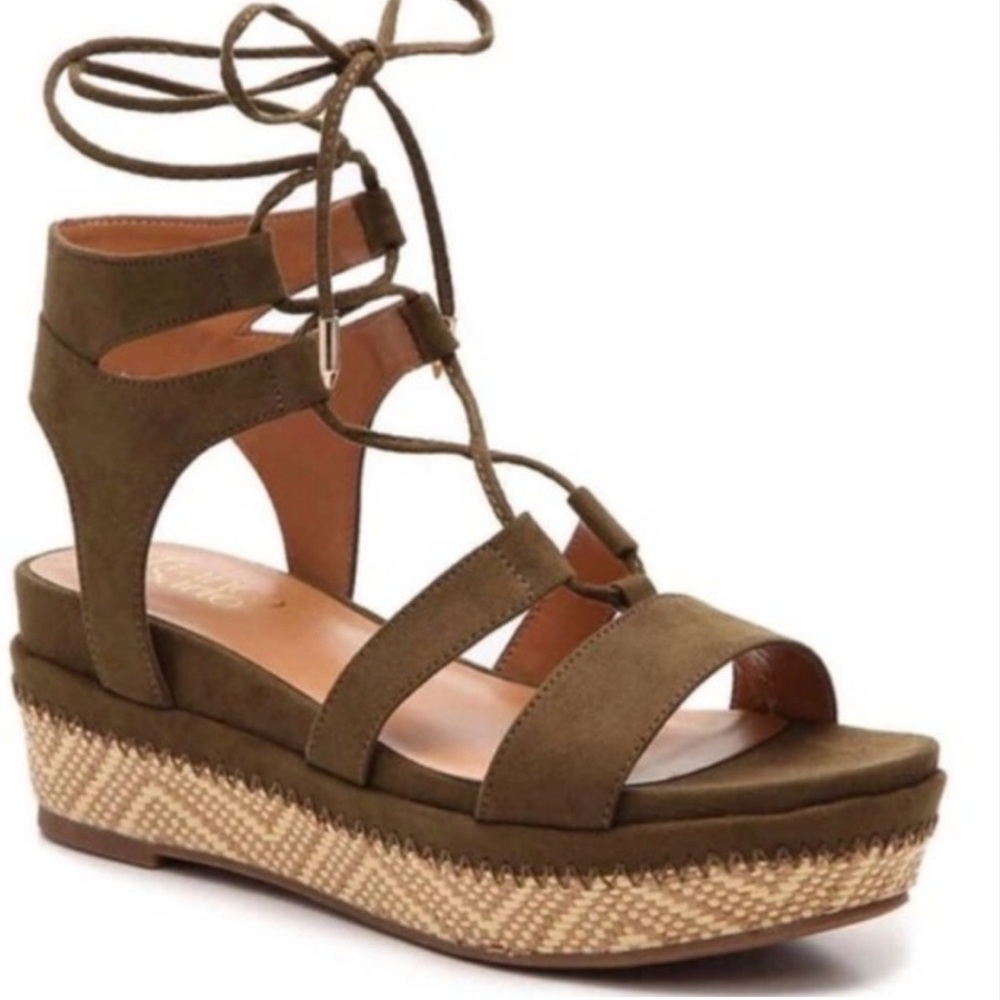 FRANCO SARTO olive green wedge sandal
